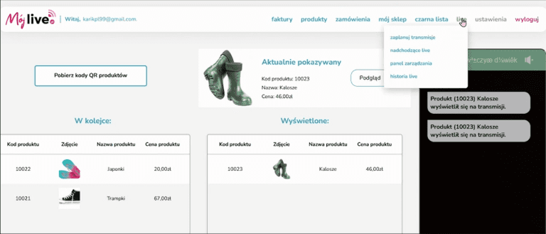 Platforma sprzedaży przez streaming live